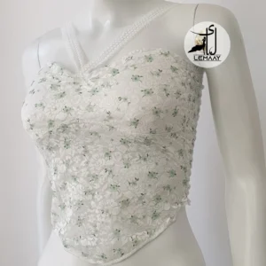 نیم تنه توری طرح دار (قلب و شکوفه)