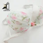 ست شورت و سوتین توری  اسفنجی فنردار  سفید گل دار (عروس) - تصویر 2